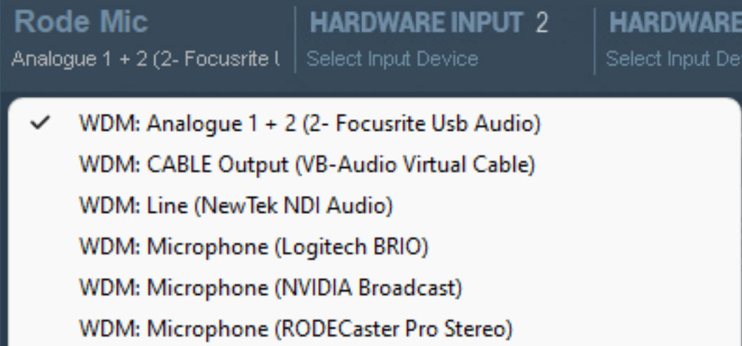 VoiceMeeter physical I/O screenshot 2