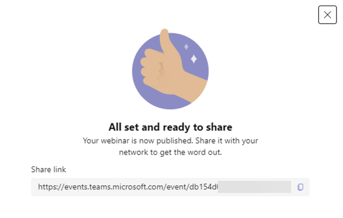 Publishing a Teams Webinar screenshot 3