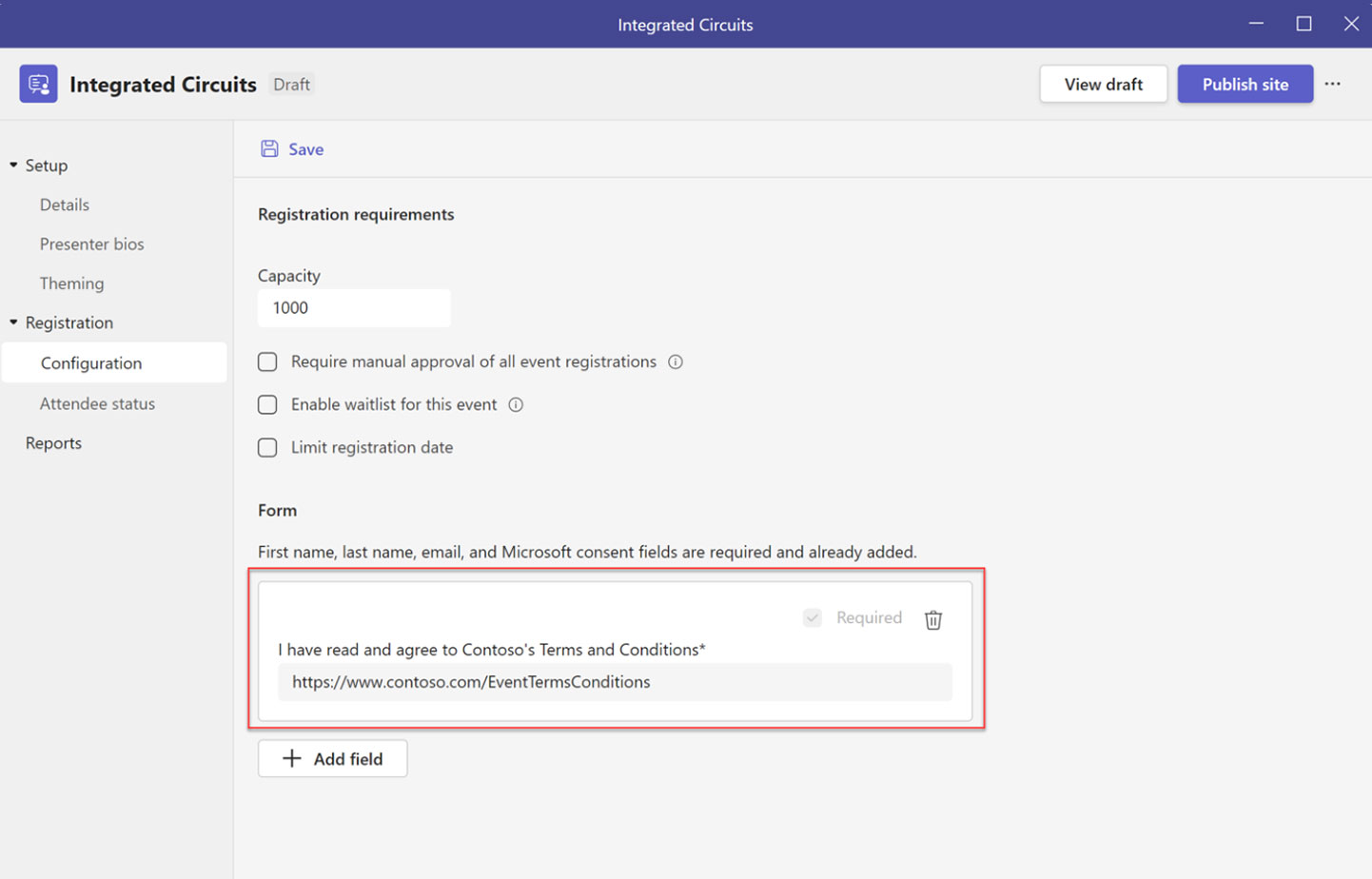 Webinar event registration configuration​​​ screenshot 3